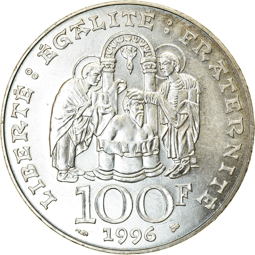 Coin, France, Clovis, 100 Francs, 1996, MS(63), Silver, KM:1180, Gadoury:953
