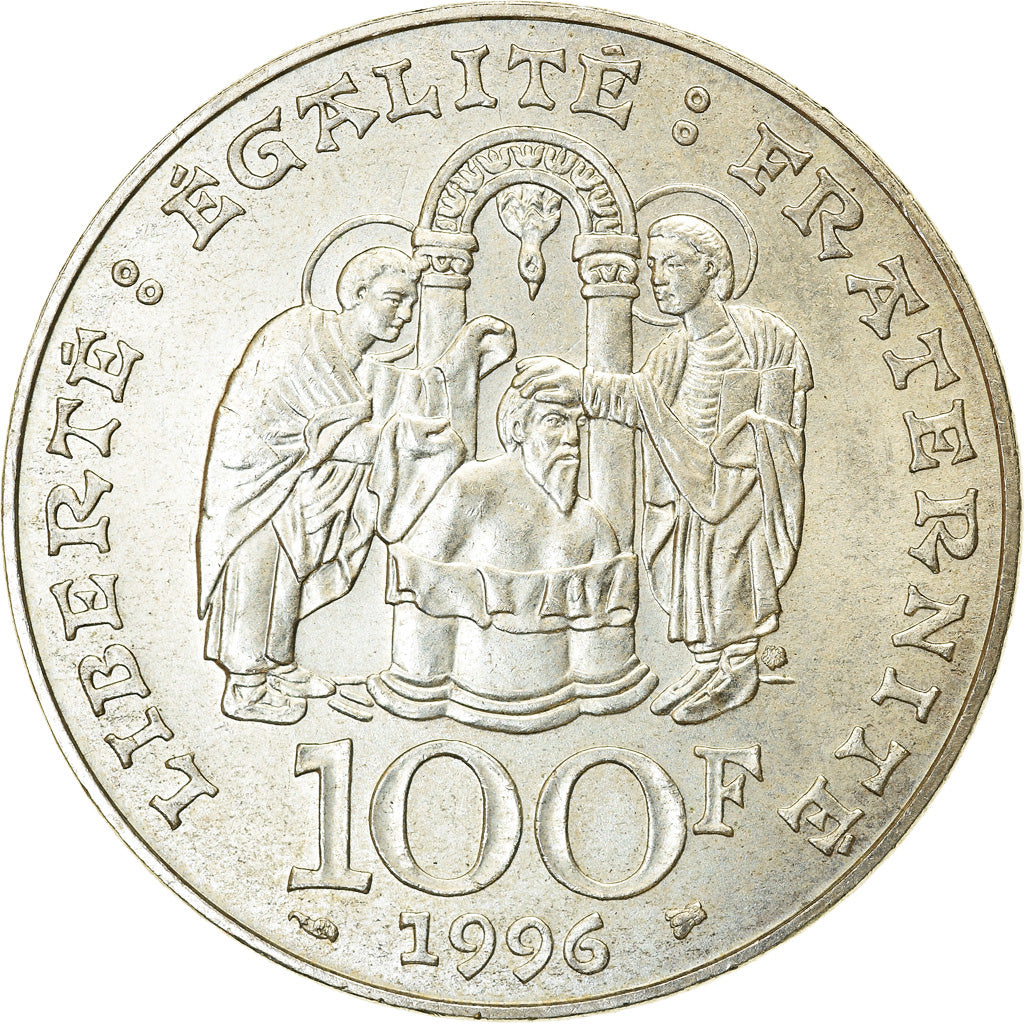 Coin, France, Clovis, 100 Francs, 1996, MS(63), Silver, KM:1180, Gadoury:953
