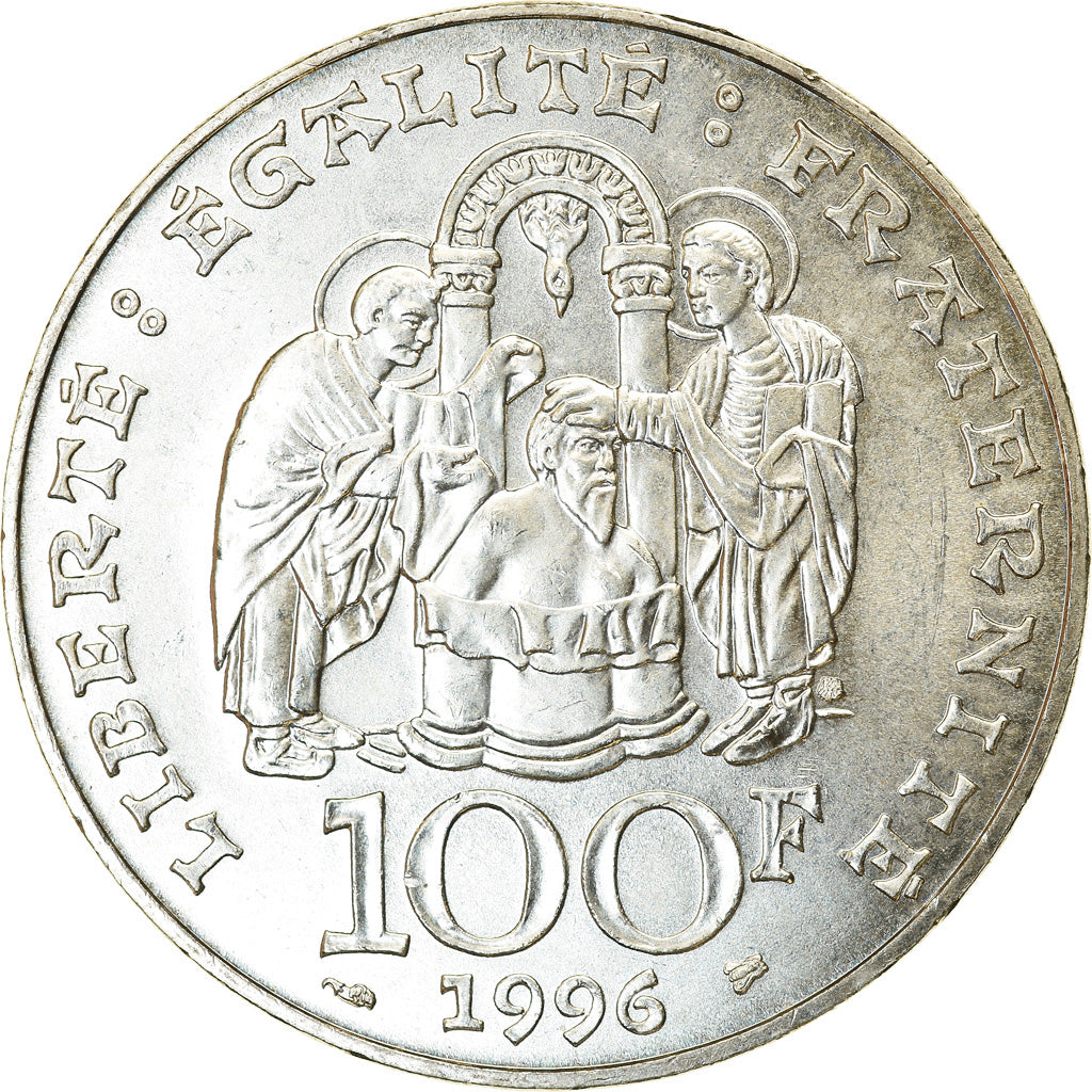 Coin, France, Clovis, 100 Francs, 1996, MS(63), Silver, KM:1180, Gadoury:953