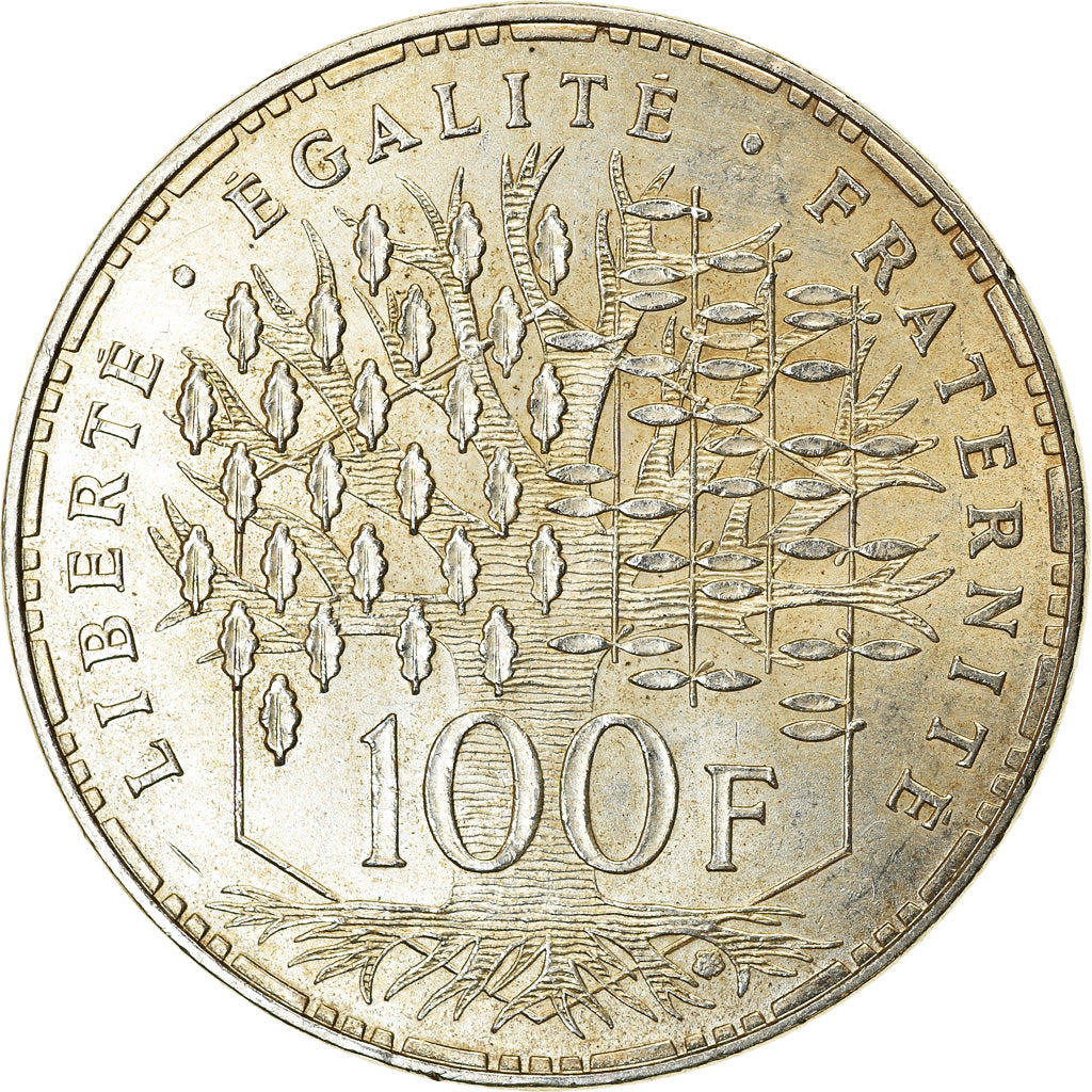 Moeda, França, Panthéon, 100 Francs, 1985, Paris, AU(55-58), Prata, KM:951.1