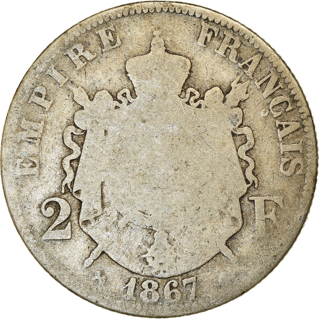 Munten, Frankrijk, Napoleon III, Napoléon III, 2 Francs, 1867, Bordeaux, FR