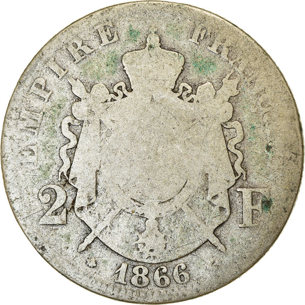 Moeda, França, Napoleon III, Napoléon III, 2 Francs, 1866, Paris, VF(20-25)