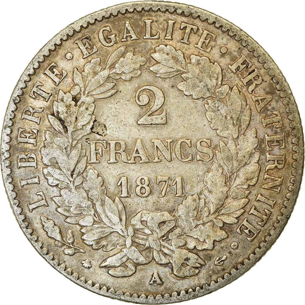 Monnaie, France, Cérès, 2 Francs, 1871, Paris, TB+, Argent, Gadoury:530
