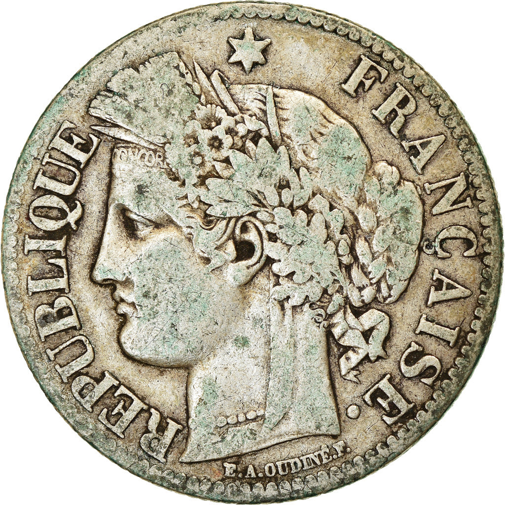 Moneta, Francia, Cérès, 2 Francs, 1872, Paris, MB, Argento, KM:817.1