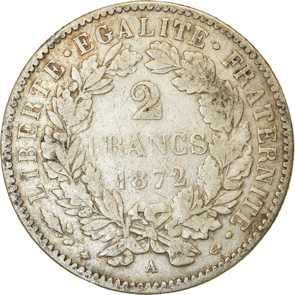 Coin, France, Cérès, 2 Francs, 1872, Paris, VF(30-35), Silver, KM:817.1
