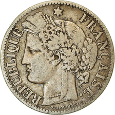 Moeda, França, Cérès, 2 Francs, 1887, Paris, VF(20-25), Prata, KM:817.1