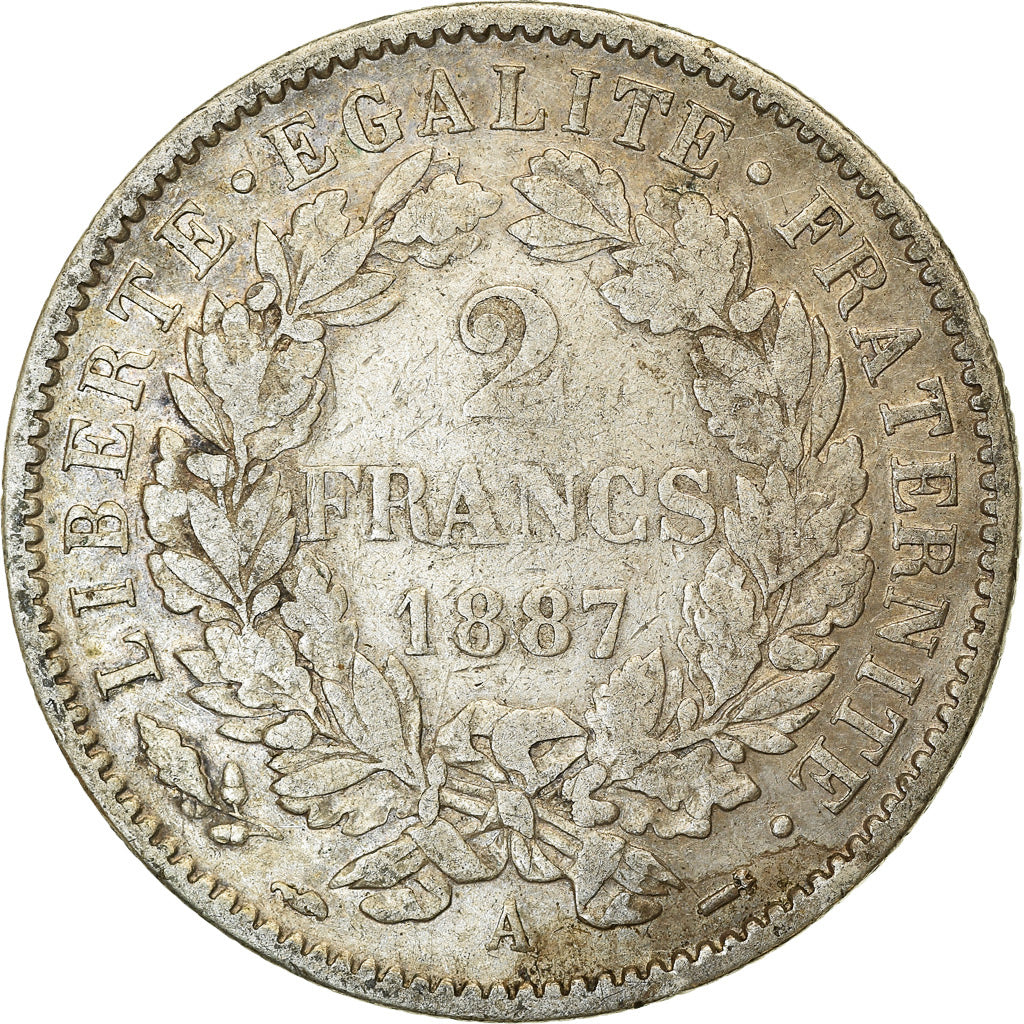 Coin, France, Cérès, 2 Francs, 1887, Paris, VF(30-35), Silver, KM:817.1