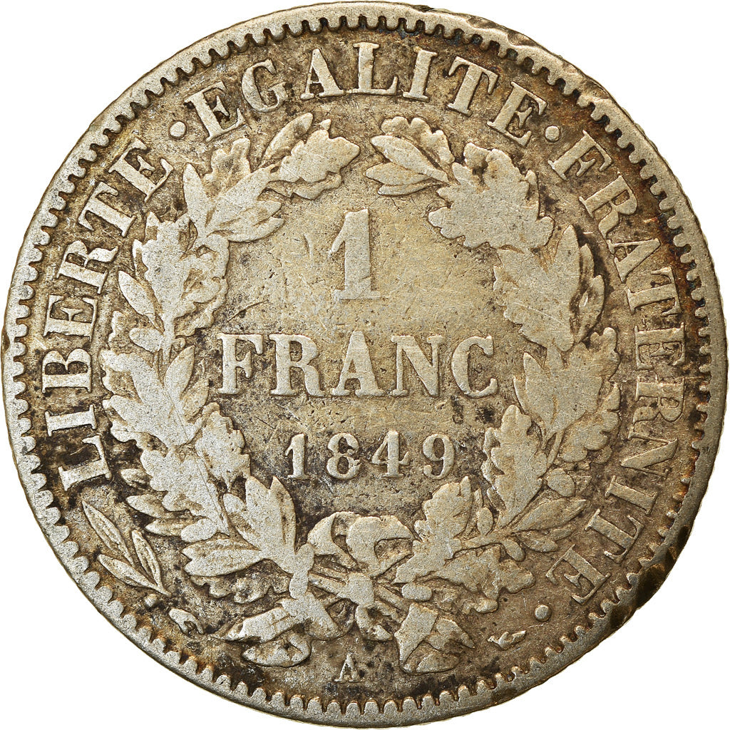 Coin, France, Cérès, Franc, 1849, Paris, VF(20-25), Silver, KM:759.1, Le