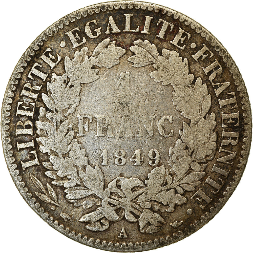 Coin, France, Cérès, Franc, 1849, Paris, VF(20-25), Silver, KM:759.1, Le