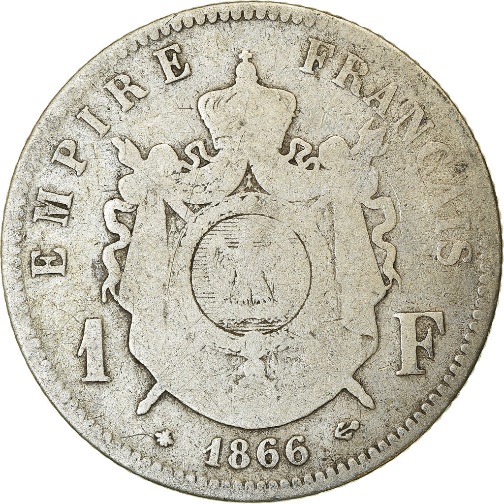 Monnaie, France, Napoleon III, Napoléon III, Franc, 1866, Paris, TB, Argent
