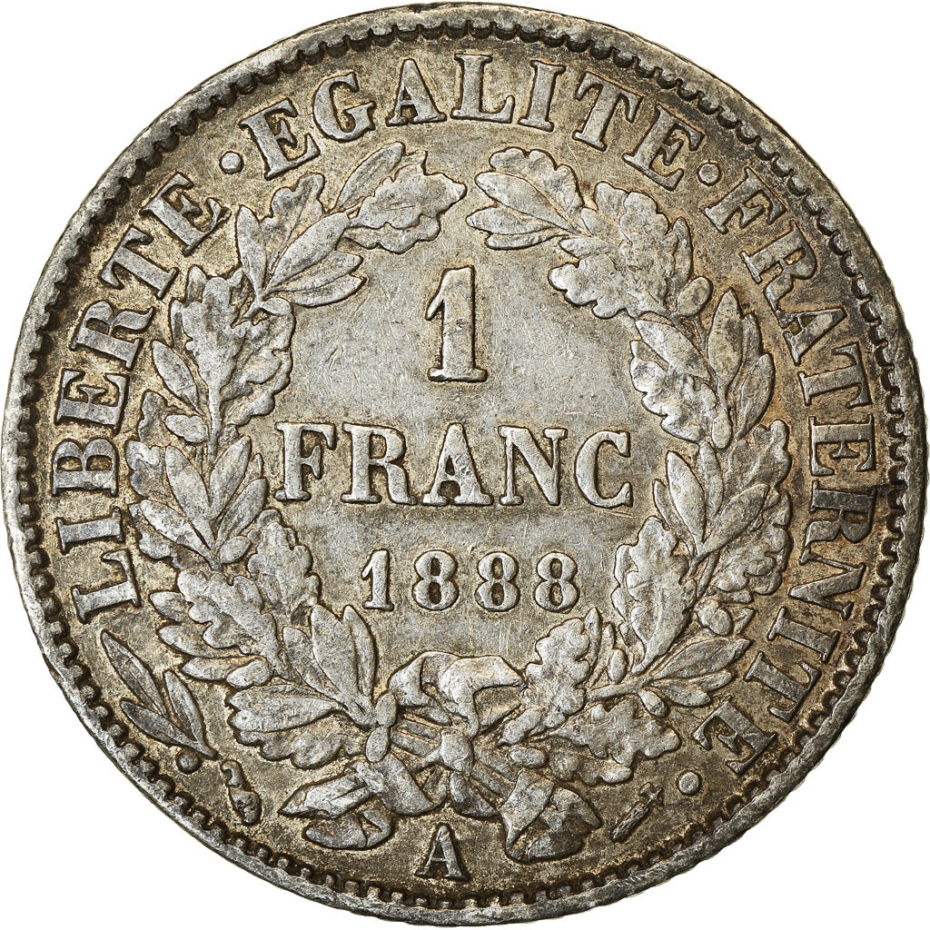Moneta, Francia, Cérès, Franc, 1888, Paris, BB, Argento, KM:822.1