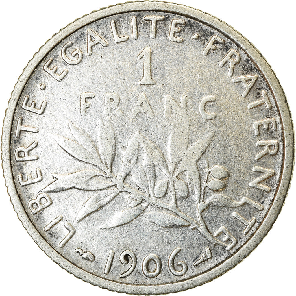 Coin, France, Semeuse, Franc, 1906, Paris, VF(20-25), Silver, KM:844.1