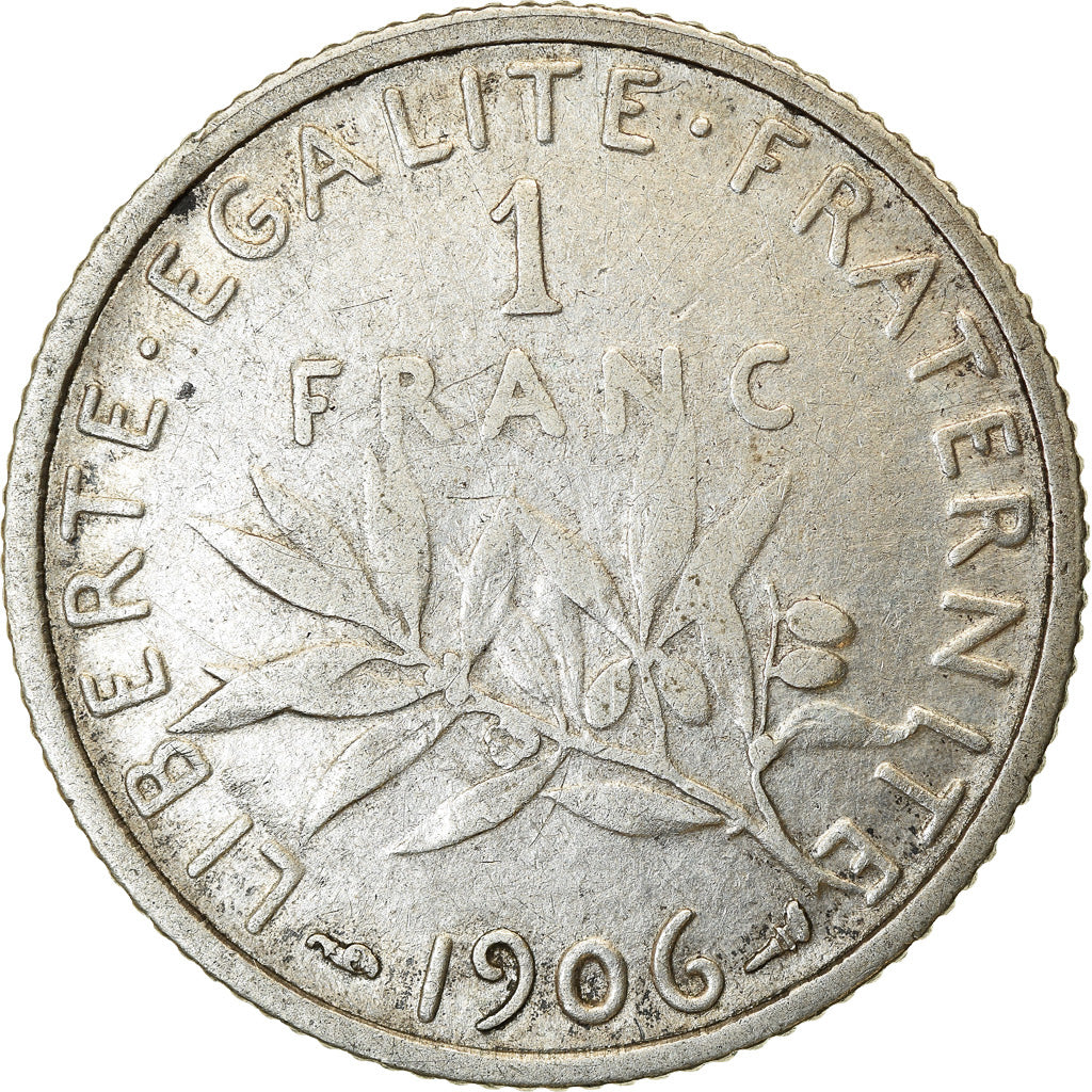 Coin, France, Semeuse, Franc, 1906, Paris, VF(30-35), Silver, KM:844.1