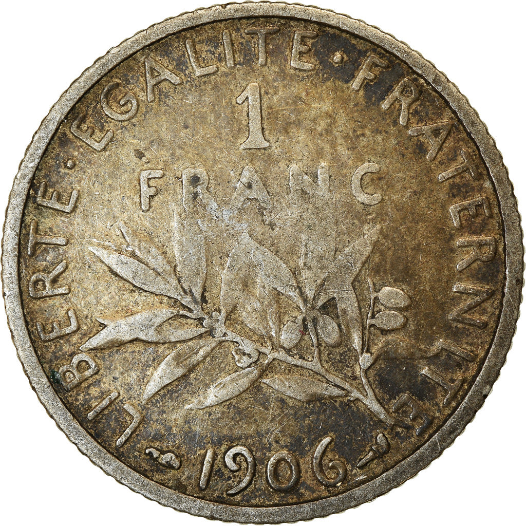 Coin, France, Semeuse, Franc, 1906, Paris, VF(30-35), Silver, KM:844.1