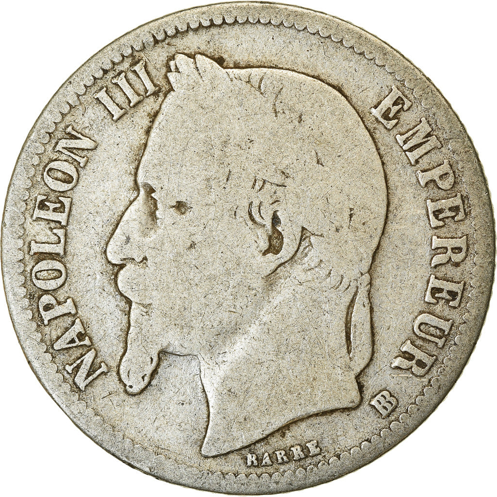 Moeda, França, Napoleon III, Napoléon III, Franc, 1868, Strasbourg, F(12-15)