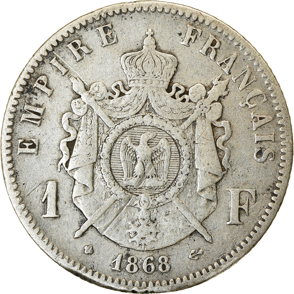Coin, France, Napoleon III, Napoléon III, Franc, 1868, Strasbourg, VF(20-25)