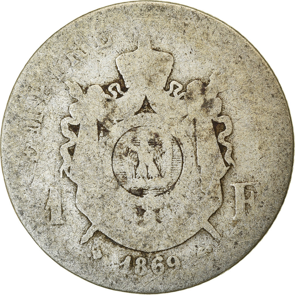 Moneta, Francia, Napoleon III, Napoléon III, Franc, 1869, Strasbourg, B+