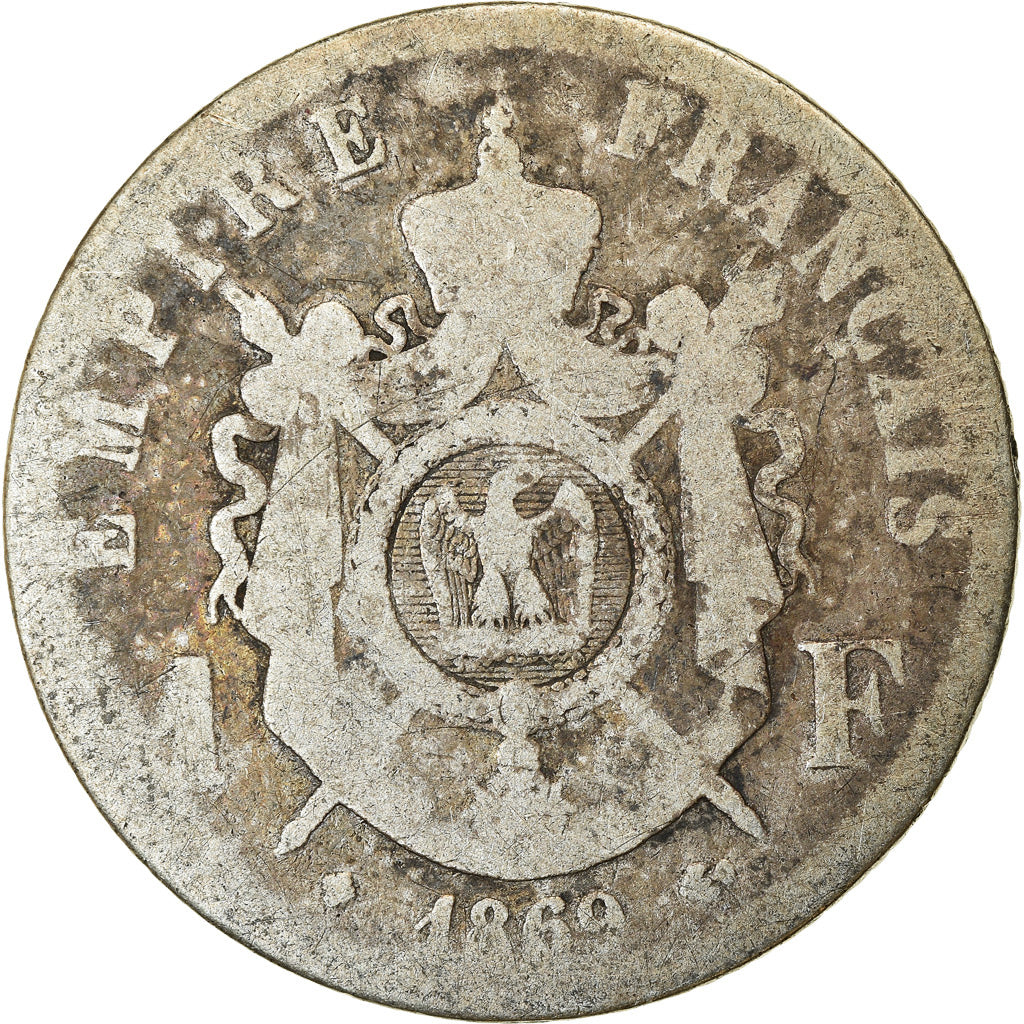 Moneda, Francia, Napoleon III, Napoléon III, Franc, 1869, Strasbourg, BC+