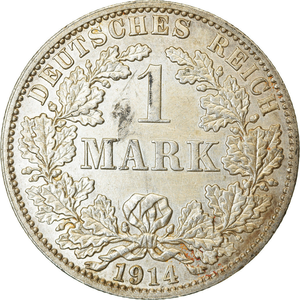 Coin, GERMANY - EMPIRE, Wilhelm II, Mark, 1914, Berlin, MS(60-62), Silver, KM:14