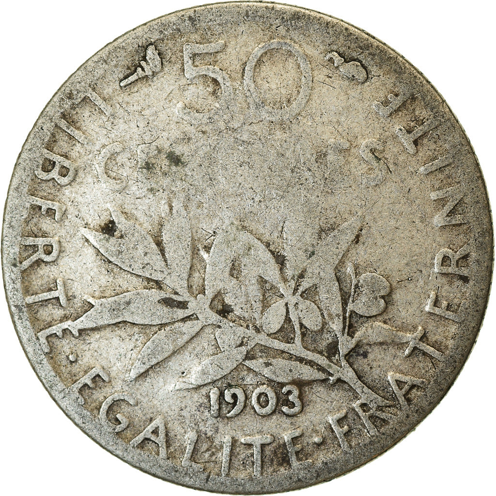 Monnaie, France, Semeuse, 50 Centimes, 1903, Paris, TB, Argent, Gadoury:420