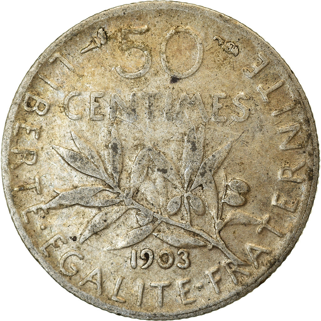 Coin, France, Semeuse, 50 Centimes, 1903, Paris, VF(20-25), Silver, KM:854
