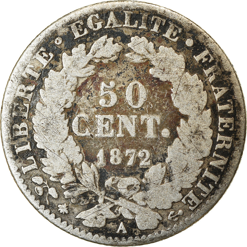 Münze, Frankreich, Cérès, 50 Centimes, 1872, Paris, S, Silber, KM:834.1