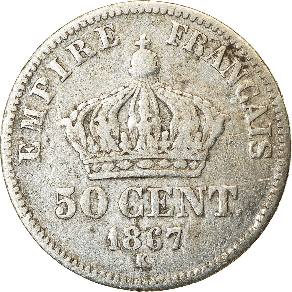 Coin, France, Napoleon III, Napoléon III, 50 Centimes, 1867, Bordeaux