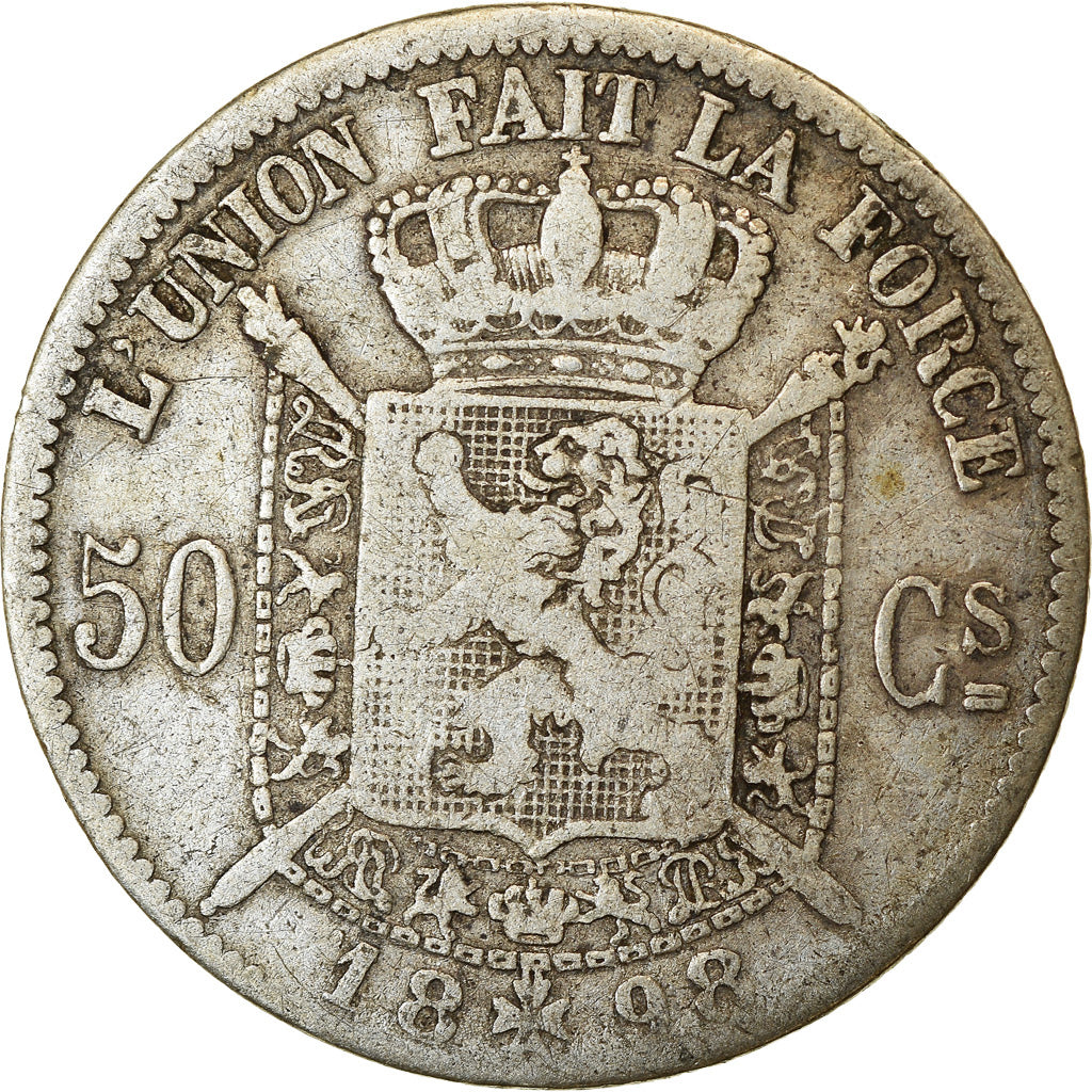 Coin, Belgium, Leopold II, 50 Centimes, 1898, VF(30-35), Silver, KM:26