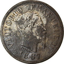 Moneda, Italia, Vittorio Emanuele II, 50 Centesimi, 1867, Milan, BC+, Plata