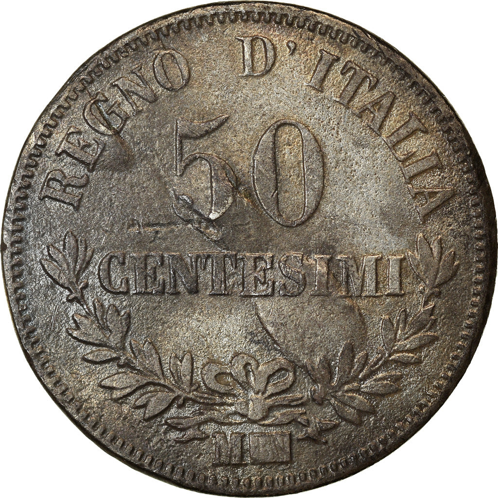 Monnaie, Italie, Vittorio Emanuele II, 50 Centesimi, 1867, Milan, TB+, Argent