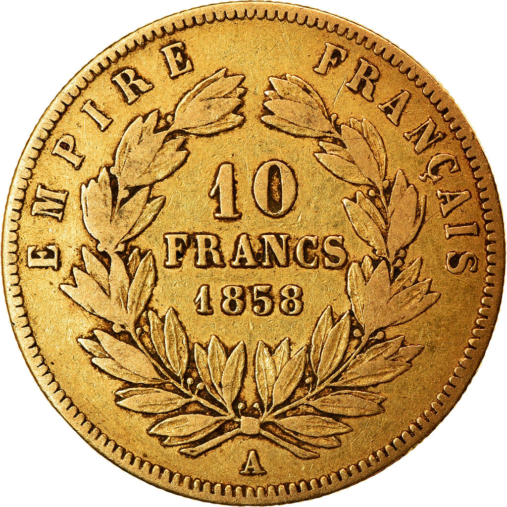 Munten, Frankrijk, Napoleon III, Napoléon III, 10 Francs, 1858, Paris, FR+