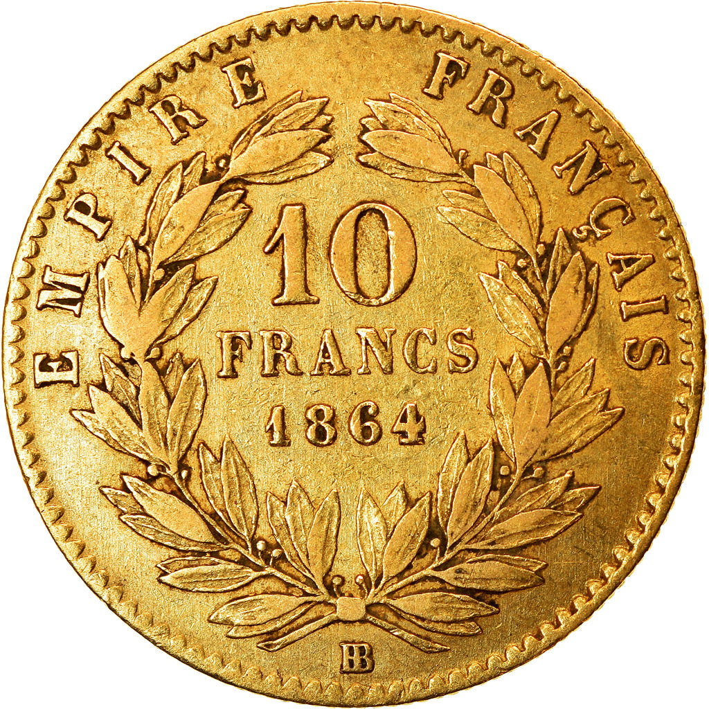 Coin, France, Napoleon III, Napoléon III, 10 Francs, 1864, Strasbourg