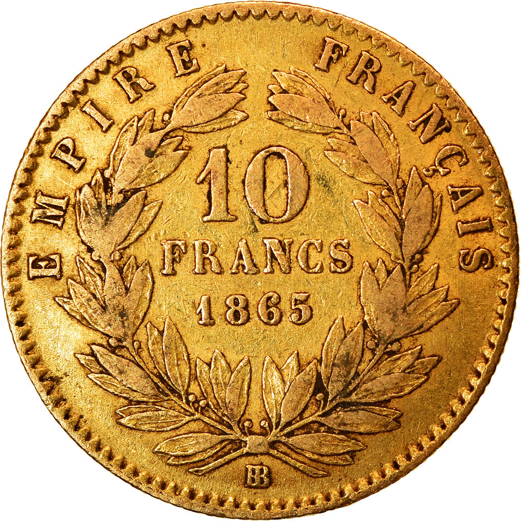 Monnaie, France, Napoleon III, Napoléon III, 10 Francs, 1865, Strasbourg, TTB
