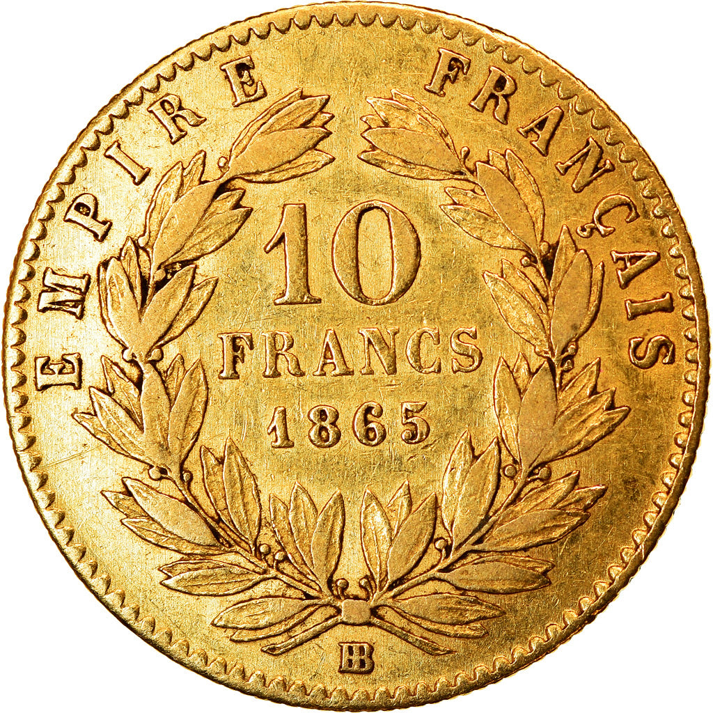 Munten, Frankrijk, Napoleon III, Napoléon III, 10 Francs, 1865, Strasbourg, ZF