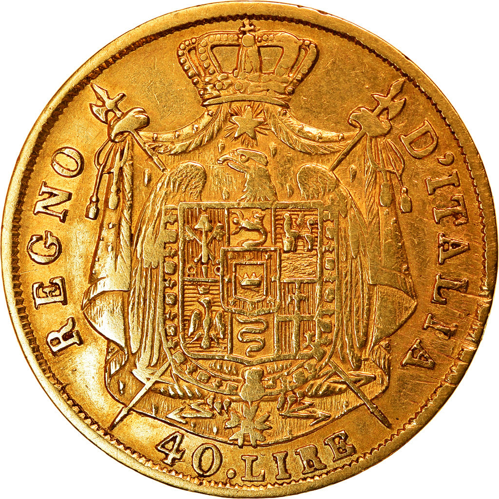 Moeda, ESTADOS ITALIANOS, KINGDOM OF NAPOLEON, Napoleon I, 40 Lire, 1810/09