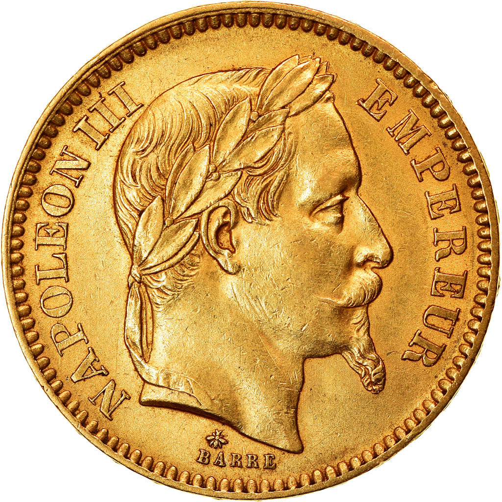 Moeda, França, Napoleon III, 20 Francs, 1864, Paris, AU(50-53), Dourado