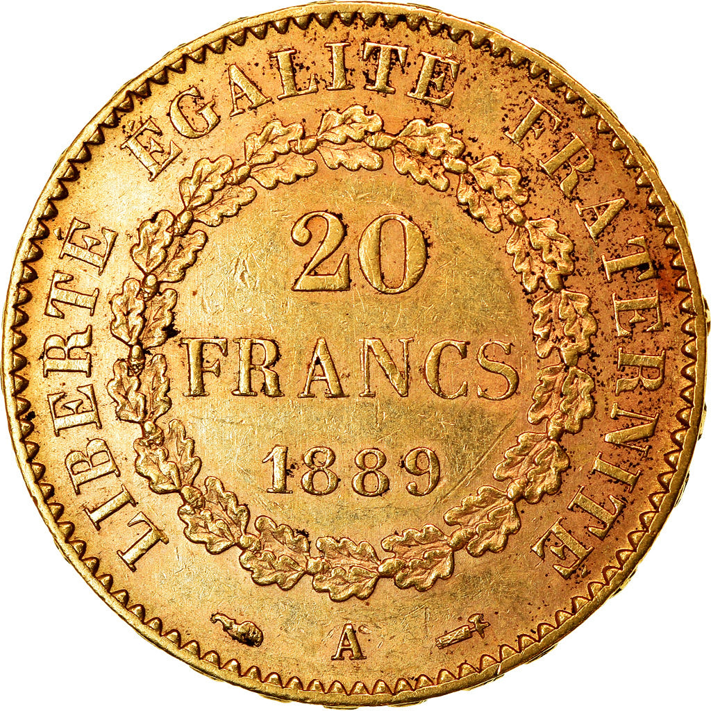 Coin, France, Génie, 20 Francs, 1889, Paris, AU(50-53), Gold, KM:825