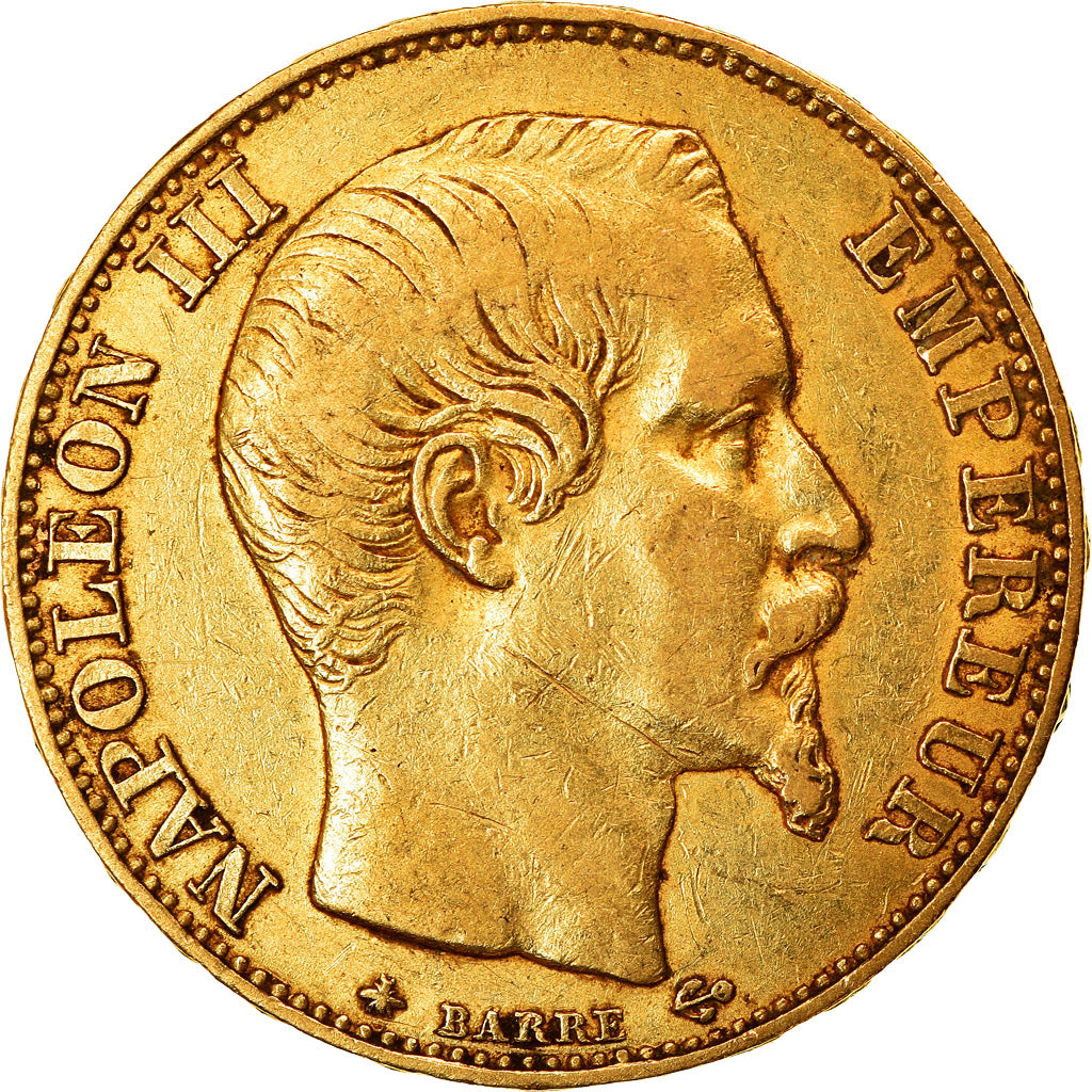Moneda, Francia, Napoleon III, Napoléon III, 20 Francs, 1855, Strasbourg, MBC