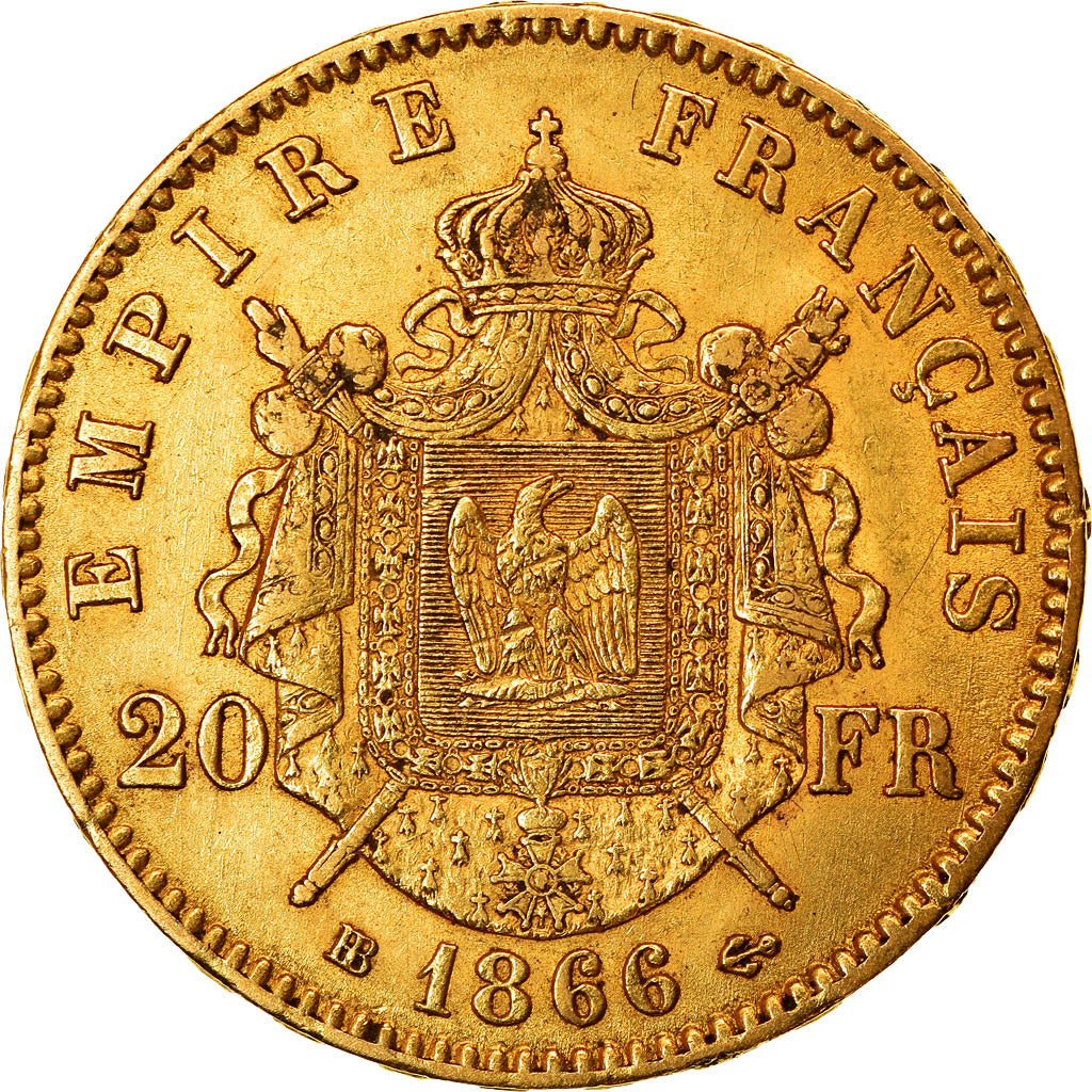Coin, France, Napoleon III, Napoléon III, 20 Francs, 1866, Strasbourg