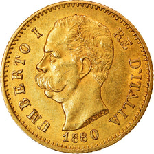 Coin, Italy, Umberto I, 20 Lire, 1880, Rome, AU(55-58), Gold, KM:21