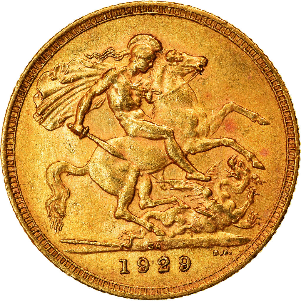 Moneta, Południowa Afryka, George V, Sovereign, 1929, AU(50-53), Złoto, KM:A22