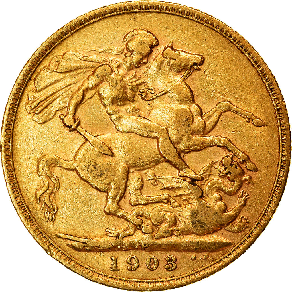 Coin, Australia, Edward VII, Sovereign, 1908, Perth, EF(40-45), Gold, KM:15