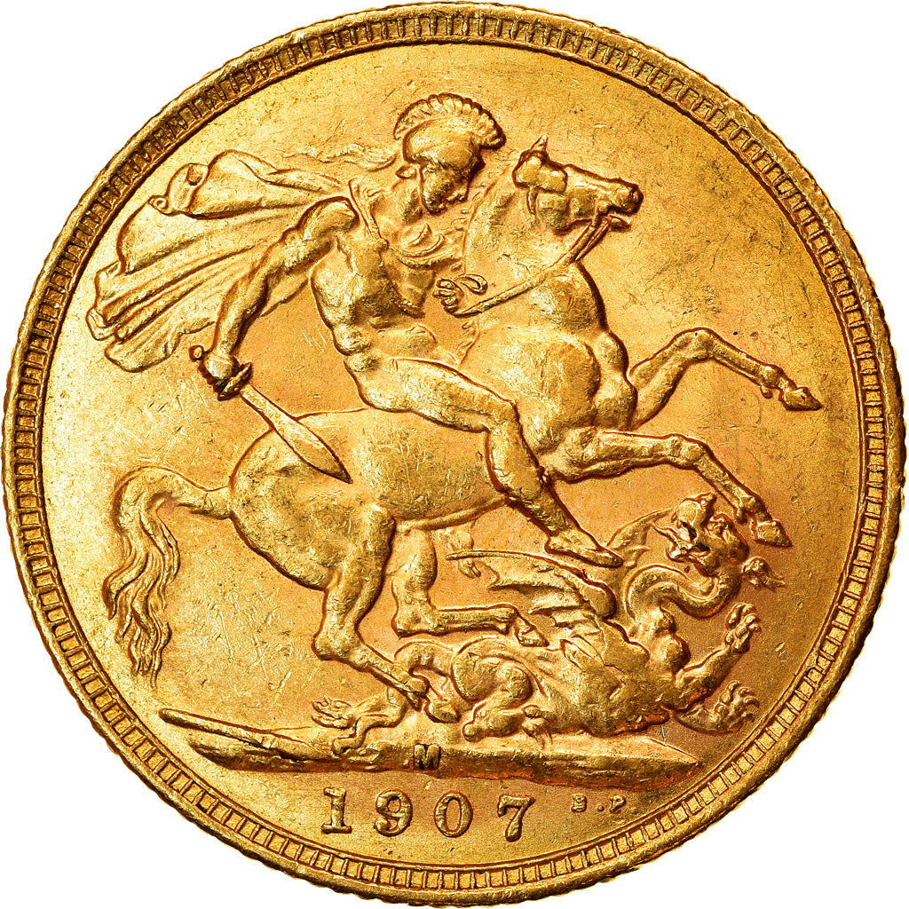 Coin, Australia, Edward VII, Sovereign, 1907, Melbourne, AU(55-58), Gold, KM:15