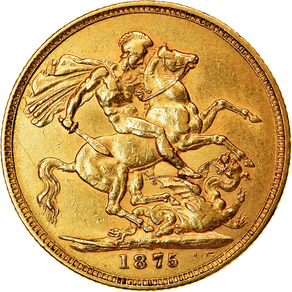 Coin, Australia, Victoria, Sovereign, 1875, Melbourne, EF(40-45), Gold, KM:7