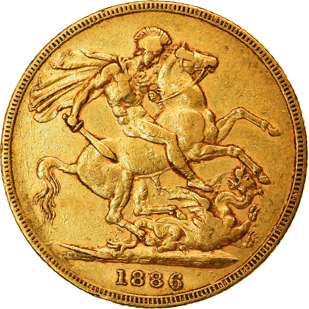Coin, Australia, Victoria, Sovereign, 1886, Melbourne, EF(40-45), Gold, KM:7