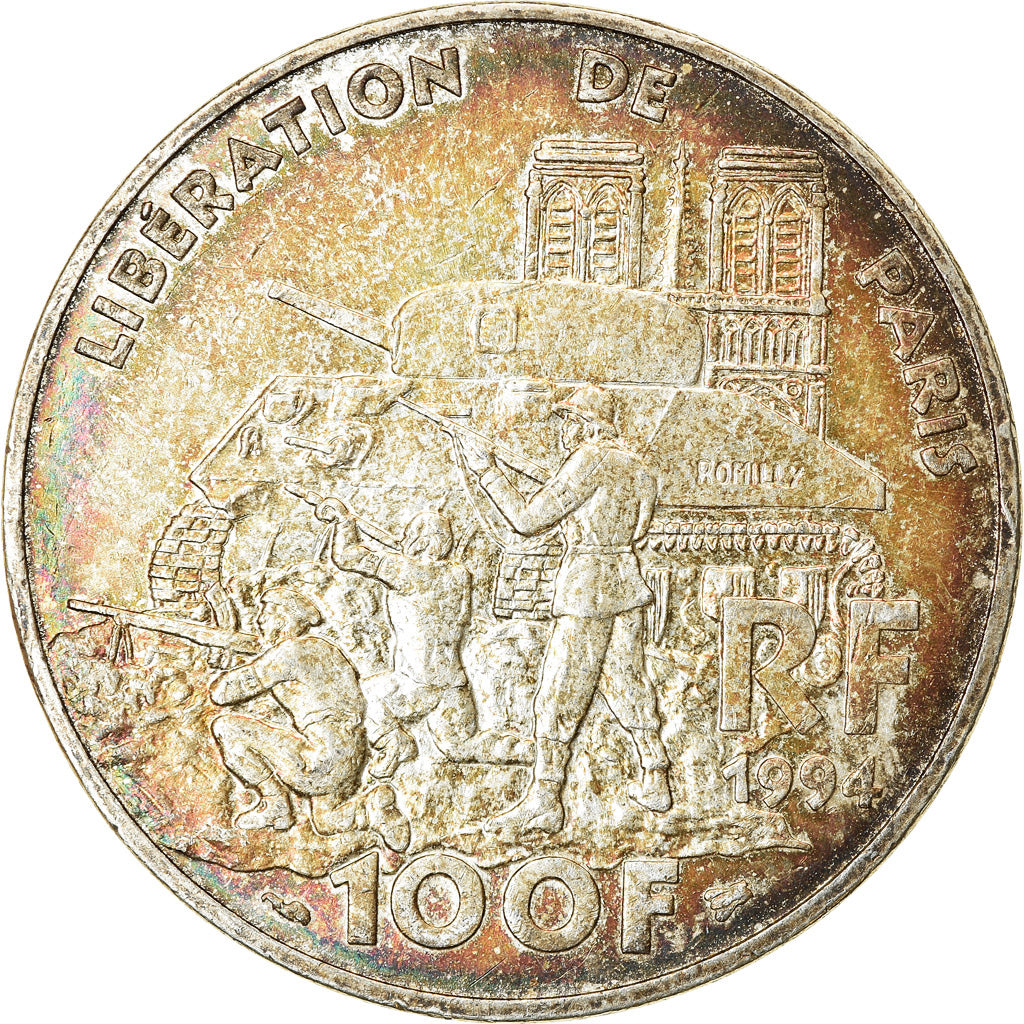 Coin, France, Libération de Paris, 100 Francs, 1994, EF(40-45), Silver