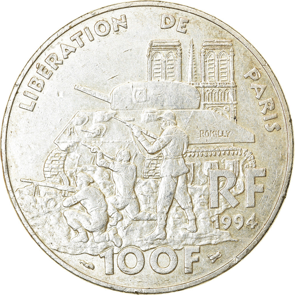 Coin, France, Libération de Paris, 100 Francs, 1994, EF(40-45), Silver