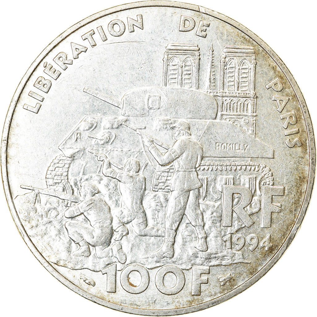 Coin, France, Libération de Paris, 100 Francs, 1994, AU(50-53), Silver