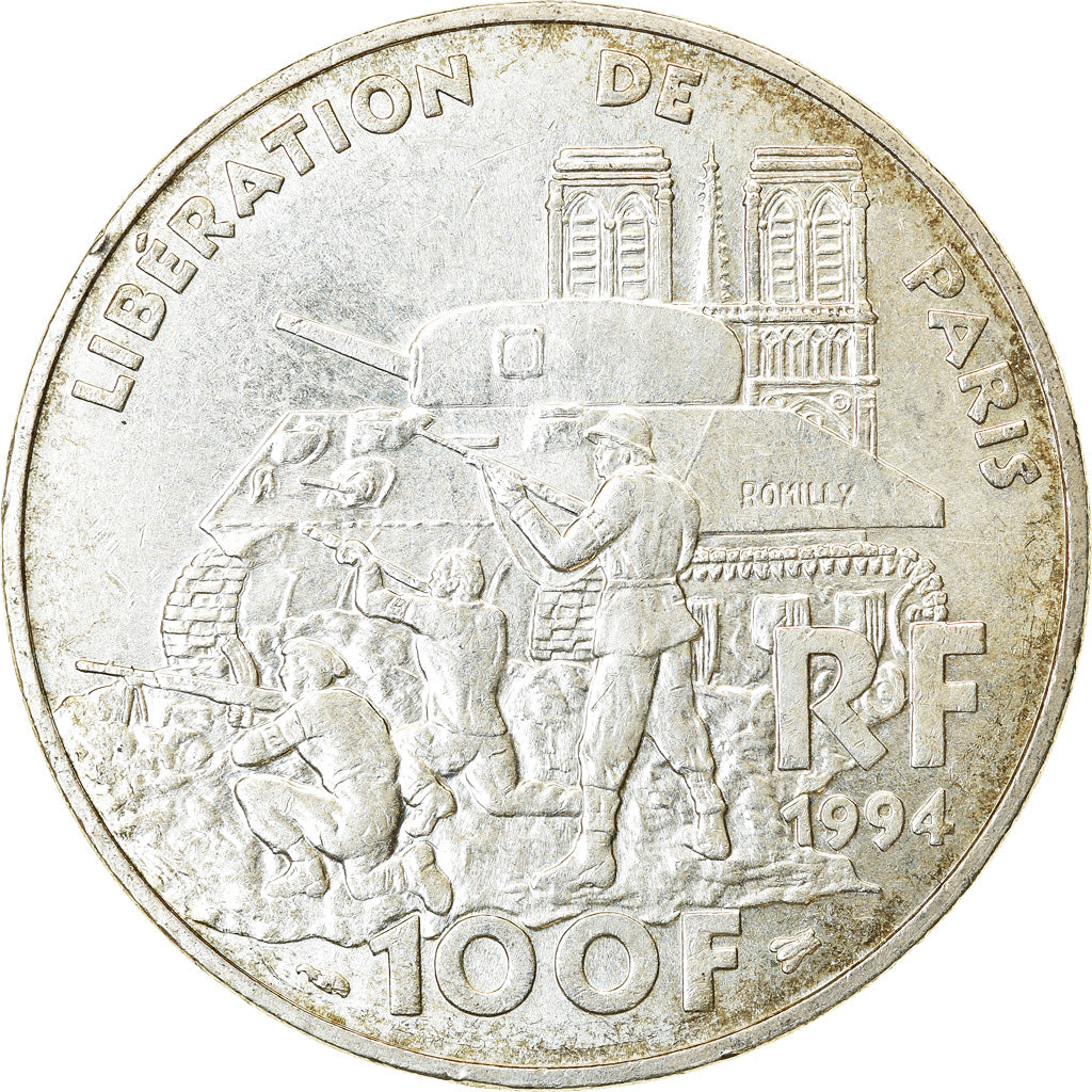 Coin, France, Libération de Paris, 100 Francs, 1994, AU(55-58), Silver