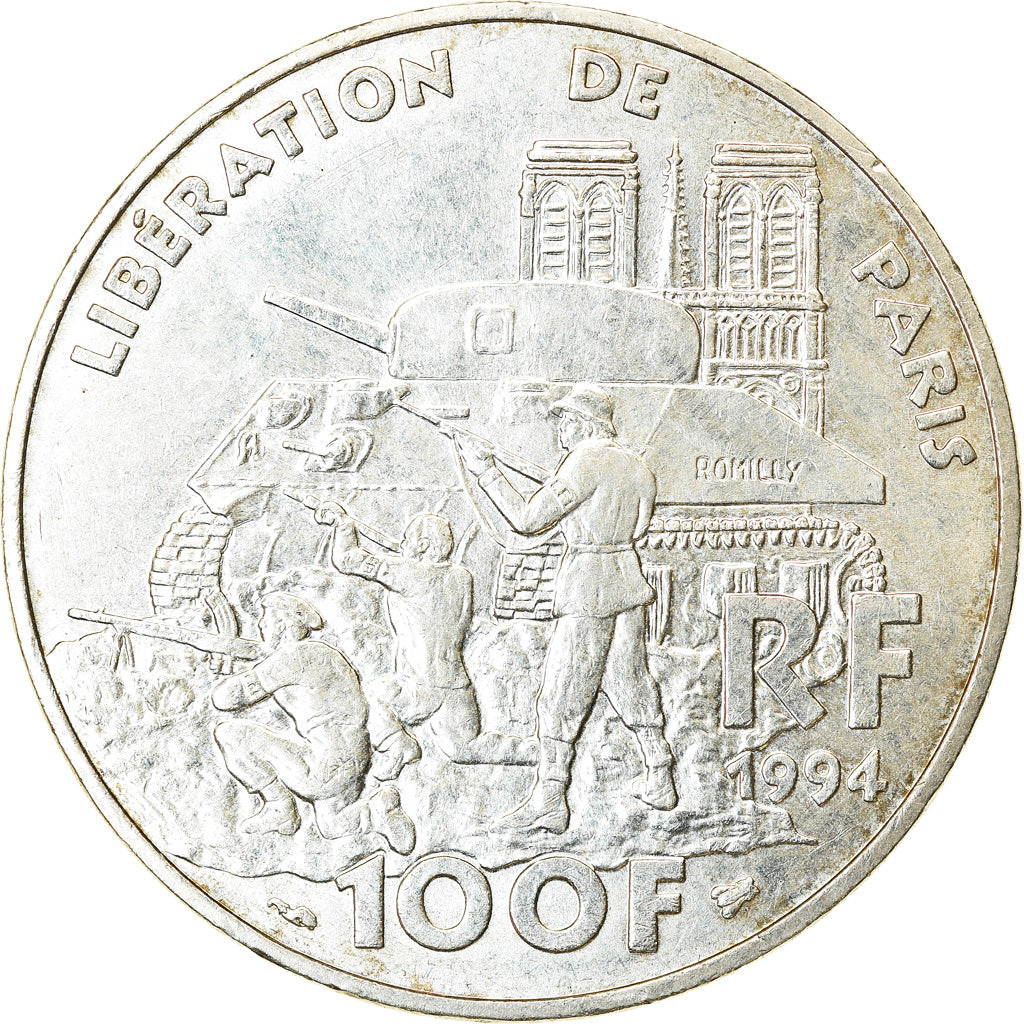 Münze, Frankreich, Libération de Paris, 100 Francs, 1994, VZ, Silber